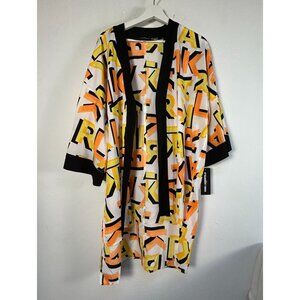 Karl Lagerfeld Paris Womens Printed Open-Front Kimono Jacket XS Gold New $79